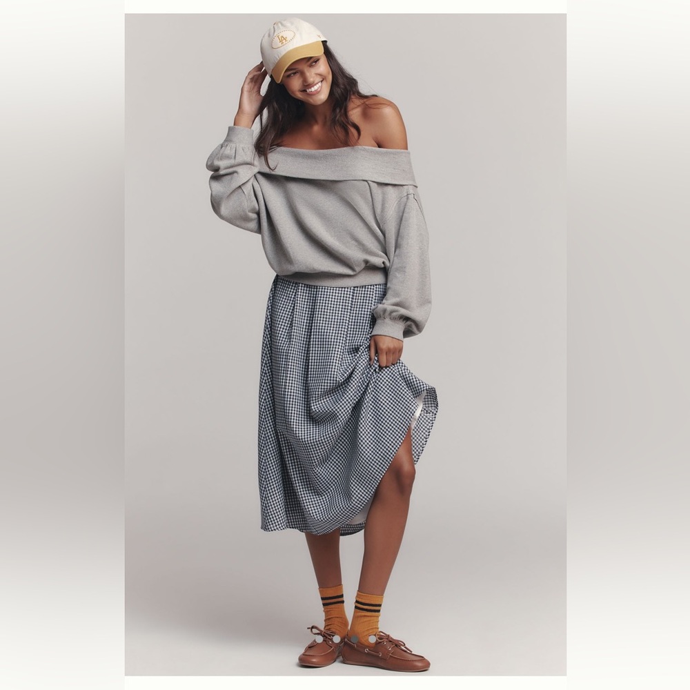 NWT PILCRO Off-Shoulder Gray Top - Picture 3 of 4